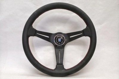Nardi Steering Wheel Deep Corn 350mm Black Perforated Leather Red Stitching NEW