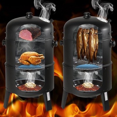 Räuchergrill Räuchertonne Räucherofen BBQ Grill 3 in 1 Holzkohlegrill Grilltonne