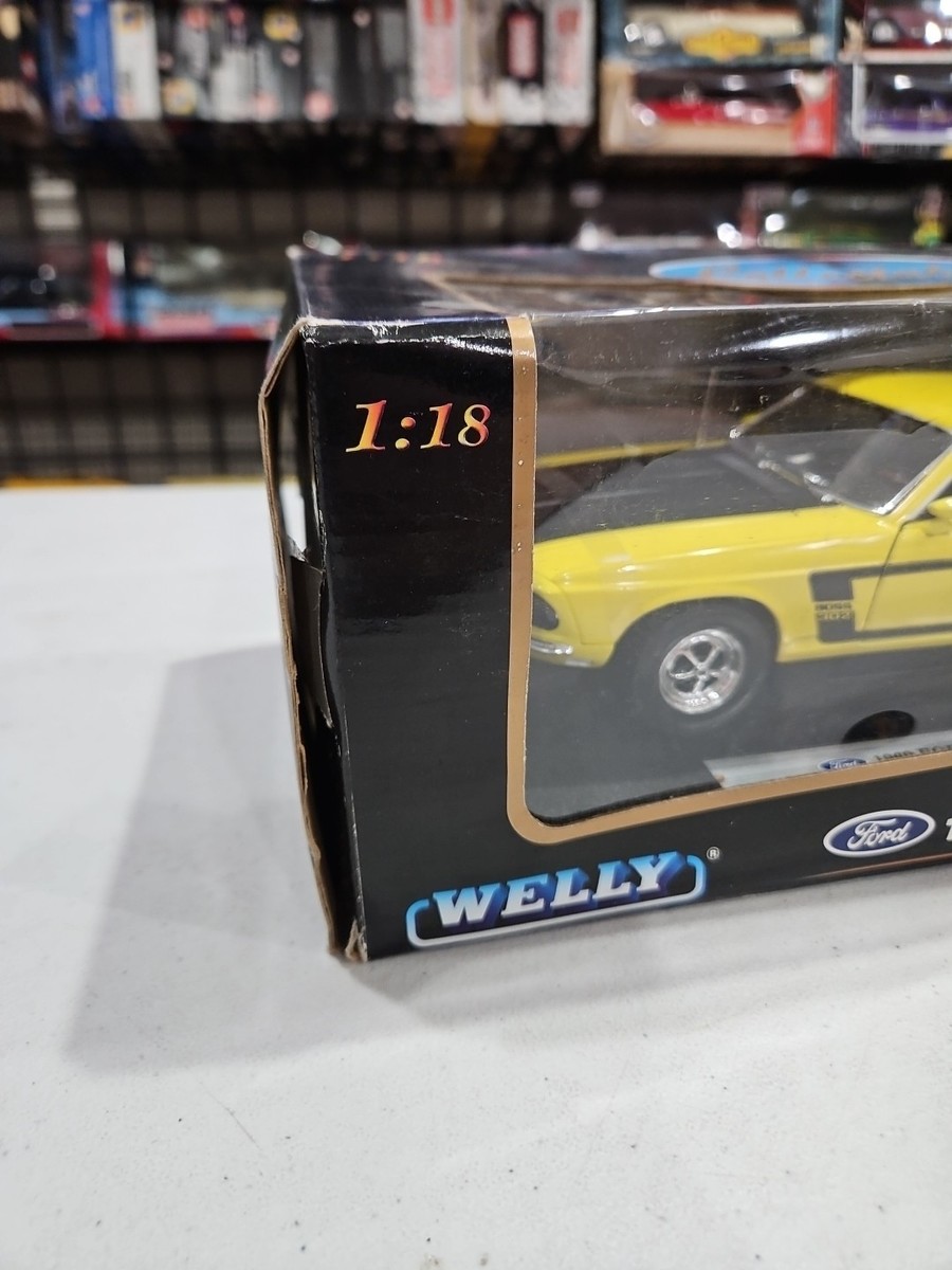 1/18 SCALE WELLY YELLOW 1969 FORD MUSTANG - NEW BUT BOX IS A