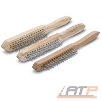 Bgs Diy DrahtbüRsten-Satz, Holzstiel, 2-, 3-, 4-Reihig, 3-Tlg.