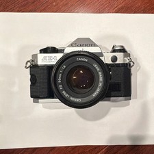 Canon AE-1 Program SLR Film Camera Black Silver with FD 50mm 70-210mm Lens