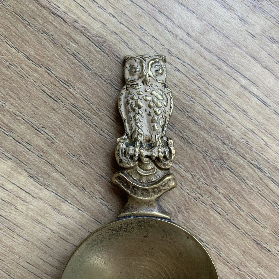 Vintage Brass Tea Caddy Spoon / Loose Leaf Measuring Spoon - Owl On Handle C12 - Image 2 of 4