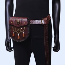 Antique Scottish Leather Sporran Kilt Brown Cantle Kilt with Leather Belt