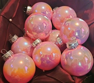 10 ROSE PINK   iridescent MERMAID SHABBY BEACHY SUGAR PLUM CANDY SHATTERPROOF