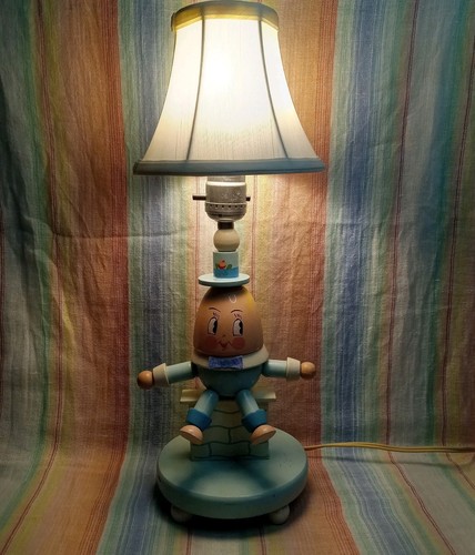 VINTAGE Humpty Dumpty Holz Lampe & Schirm Kinderzimmer Kunststoff inkl. ca 1960er *FUNKTIONIERT!!* - Bild 2 von 24