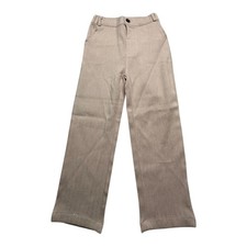 Kids Beige Twill Dress Pants Elastic Waist Flat Front Pockets
