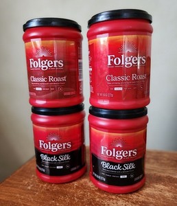 Lot Of 4 Empty Folgers Plastic Coffee Containers Crafts Upcycling DIY 9.6 