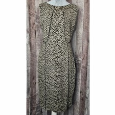 Metaphor New Women s Black Leopard Animal Lined Midi Dress Sleeveless size Med