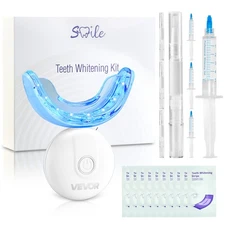 VEVOR Teeth Whitening Kit with LED Light Whitening Strips Pens and Gel Syringes