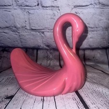 Vintage Pink Swan Ceramic Washcloth Towel Holder 1980's