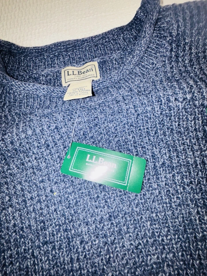 Suéter de cuello redondo tejido 100 % algodón LL Bean XLT para hombre. Nuevo Foto 4 de 4