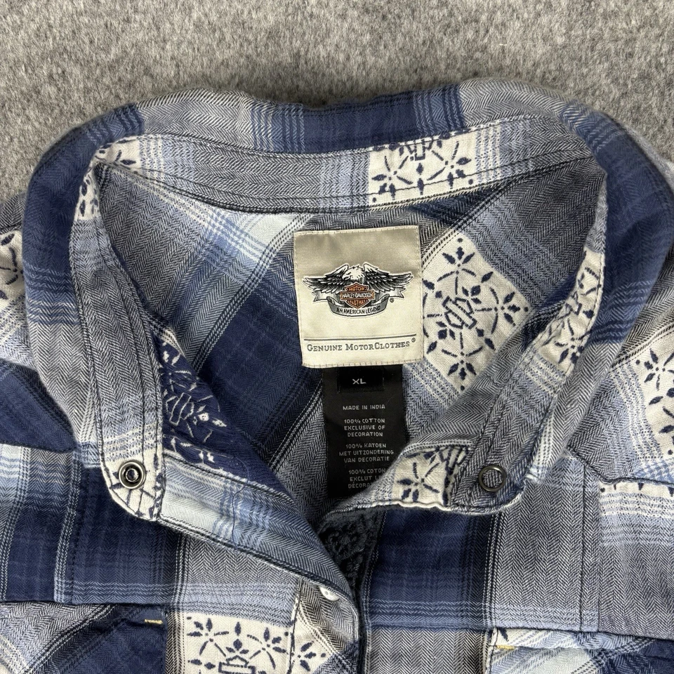 Harley-Davidson Shirt Womens Jacquard Plaid XL Long Sleeve Genuine Motor Clothes - Image 3 of 4