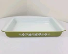 Pyrex #933 Crazy Daisy Spring Blossom Vintage Green Lasagna Casserole Pan 13x9x2