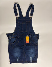 Women's Blue Denim Overall Dress Size S Sleeveless Adjustable Straps Pockets