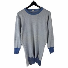 Vintage 1970s Hanes Waffle Knit Long Sleeve Blue Thermal Shirt Size L