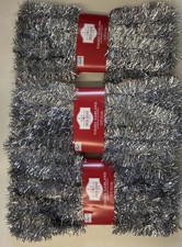 3 Packs Silver holiday Time tinsel Garland 15 feet each