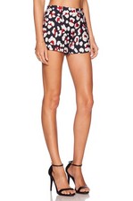 Valentino Red Leopard Shorts Navy Red Print Flat Front Side Zipper 44 US Large