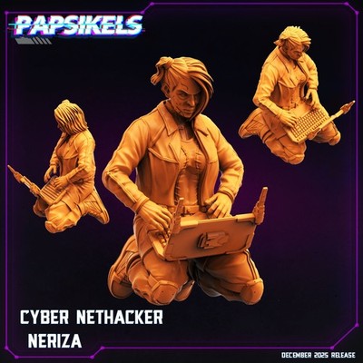 Cyber Nethacker Neriza Resin Miniature 32mm Sci-Fi Hacker Character Papsikels