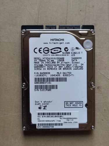 Hitatchi HTS541616J9SA00 160GB 2,5" HDD Festplatte 5400rpm 8MB SATA II