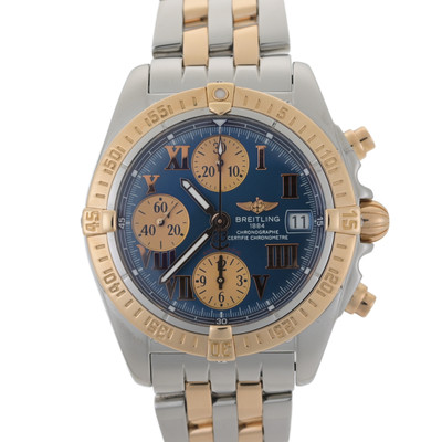 Breitling Chrono Cockpit C13358 Blue Dial 39mm 18k Rose Gold Automatic Watch
