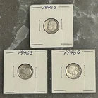 3 1946 S ROOSEVELT DIMES, CIRCULATED, UNGRADED