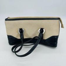Vintage Brighton Pebbled Cream  Black Leather Shoulder Handbag