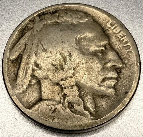 1927 D Buffalo Nickel Very Good 5 Cent US Coin - SV033