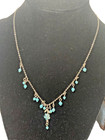 Vintage beaded Turquoise crystal Silver Tone fringe Necklace southwestern style — photo 5