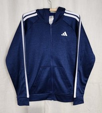 Adidas Boys Hoodie Jacket Fleece Zipper Active Blue Size Large NWT