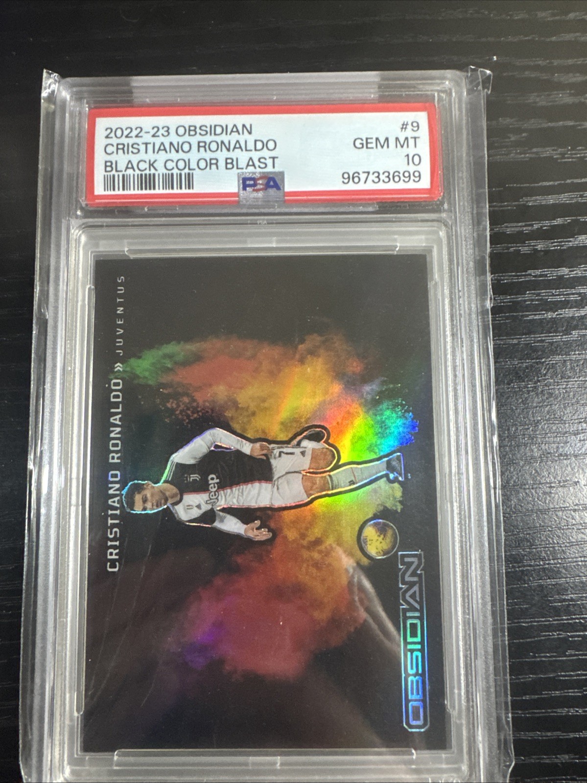 2022-23 Panini Obsidian Black Color Blast Cristiano Ronaldo #9 PSA 10