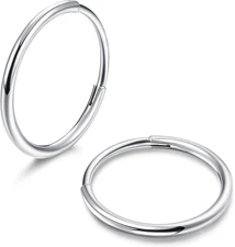 G23 Titanium Hoop Earrings for Women Men Hypoallergenic Hinged Huggie Hoop Earri