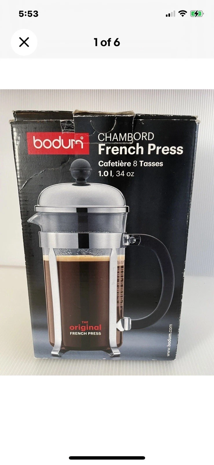Bodum Chambord 8 Cup French Press Coffee Maker 34 Oz. #1928-16US4