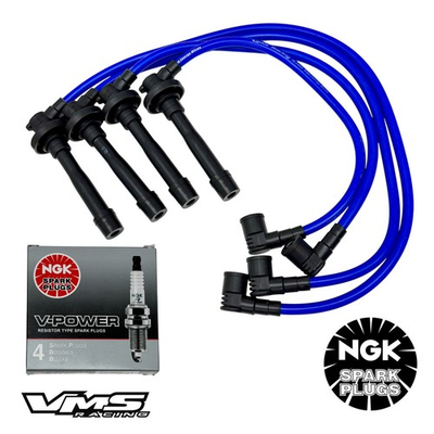 #ad #ad VMS 96 00 HONDA CIVIC SOHC 10.2MM D16 SPARK WIRES SET NGK V POWER PLUGS BLUE KIT $69.99