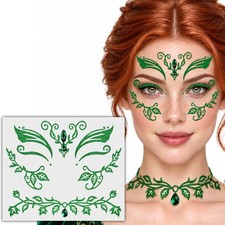 Green Jewels Stickers Halloween Ivy Costume, Glitter Green Gems Adhesive Glue...