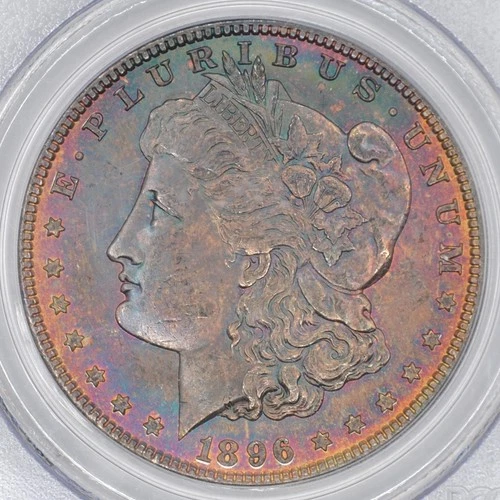 1896 $1 Morgan Silver Dollar PCGS MS63 - Beautiful Toning