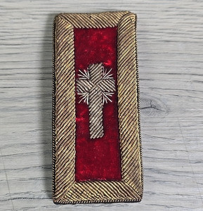 Vintage Masonic Knights Templar Prelate Shoulder Strap Red Velvet Gold Bullion
