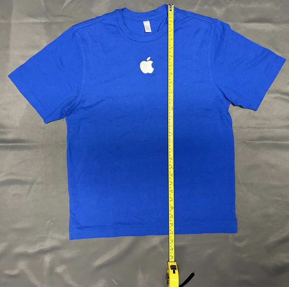 Camisa Polo Apple Genuina Para Hombre Mediana Azul Blanca Manga Corta Algodón Foto 4 de 4