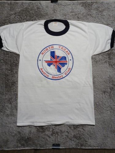 North Texas Austin Healey Club T Shirt L 50/50 Ringer Union Jack British AutoUSA - Picture 2 of 12