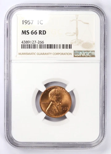 1957 Lincoln Wheat Cent NGC MS66 RD