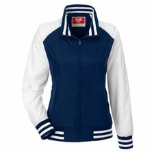 Women's Retro Letterman Team Jacket, Varsity Jacket, Water Resistant, Navy 3XL