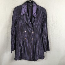 Vintage Lezley George London Jacket Womens S Purple Crinkle Shiny Event Occasion