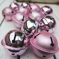 12 X Deko Schelle Schellen GlöCkchen Rosa Metallic 40Mm Groß Metall GlöCkchen