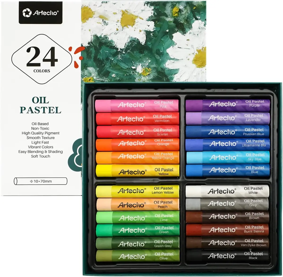 Oil Pastels Set of 24 Colors, Soft Oil Pastels for Art Painting, Drawing,  Blendi