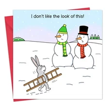 Funny Christmas Card Worried Snowmen - Merry Christmas Card Funny - Xmas Card