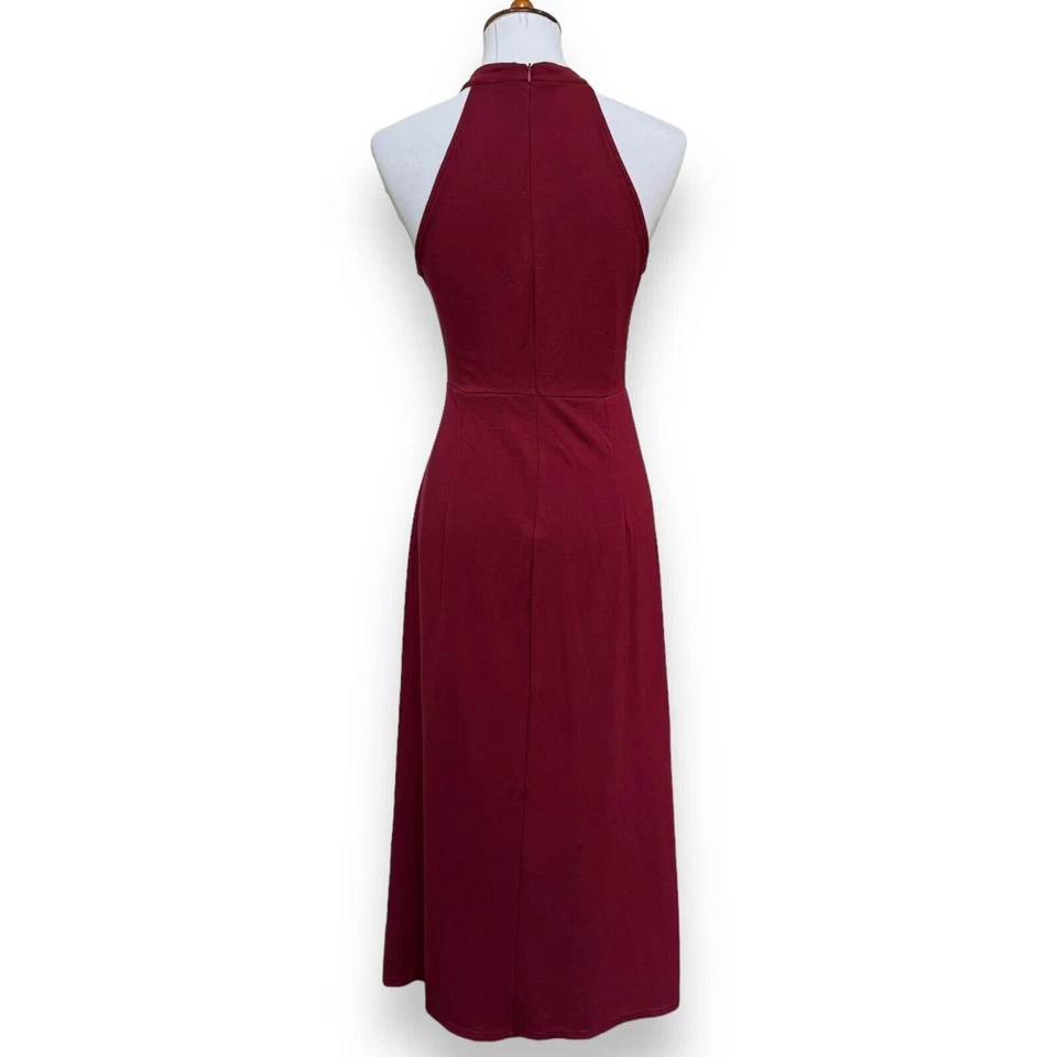 Grace Karin Womens Sheath Dress Red Ruched Sleeveless Halter Zip Elegant Large - Image 3 of 4