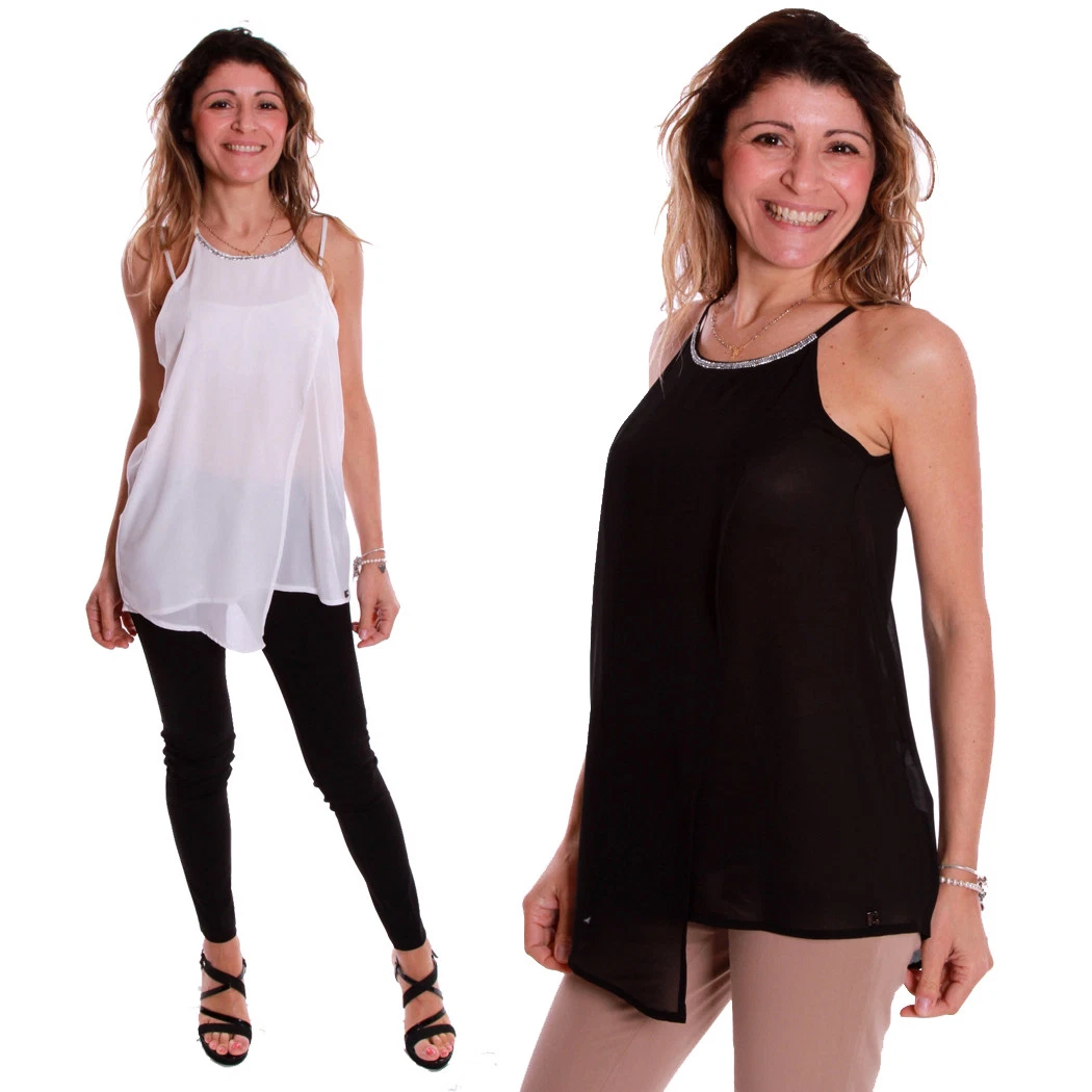 COCONUDA WHITE FASHION SEXY BLACK ELEGANT VEILED SHIRT TOP VEILED SHIRT M432