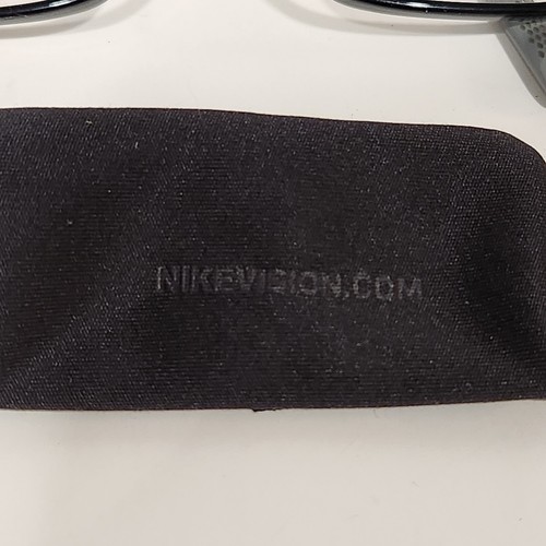 Nike Eyeglasses Frames 7237 001 140 Black Gray Green Rectangular Rim Case Cloth - Picture 7 of 21