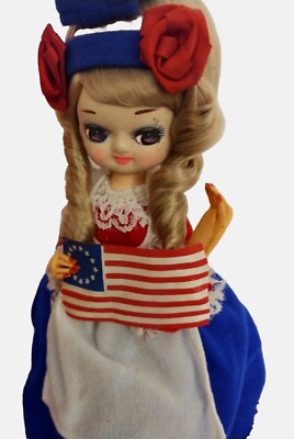 Vintage Miss American Beauty Doll  Betsy Ross Red White Blue 13 Star Flag W Box