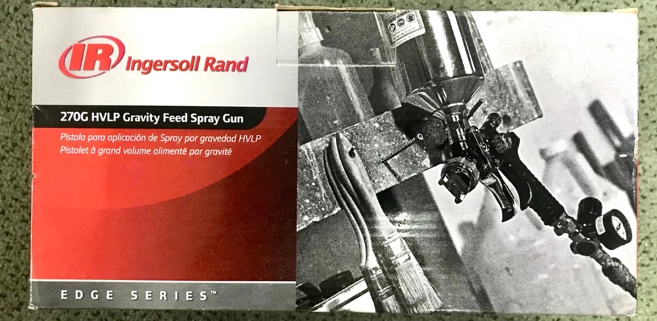 Kit de pistola pulverizadora de alimentación por gravedad Ingersoll Rand 270G Edge Series HVLP negra Foto 3 de 4