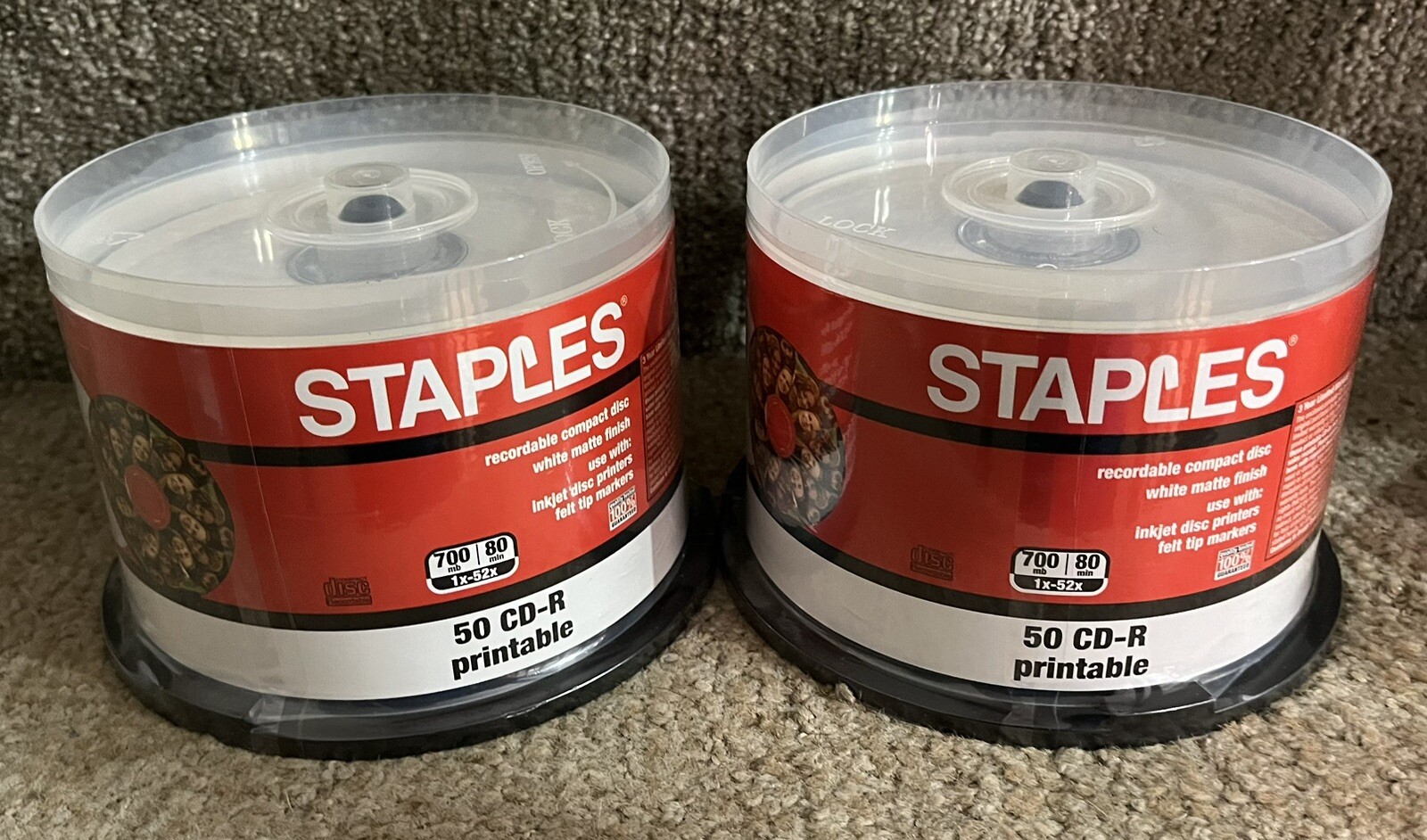 Staples Cd R 2- New STAPLES CD-R Recordable 50 Discs 80 Min 700MB Capacity 52X Speed ...